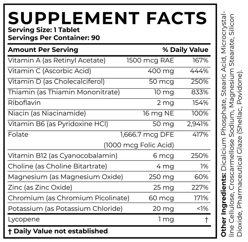GNETX SEQUENCE MULTIVITAMINS & MINERALS FOR AFRICAN AMERICAN MEN OVER 50 90 TABLETS - Image 2