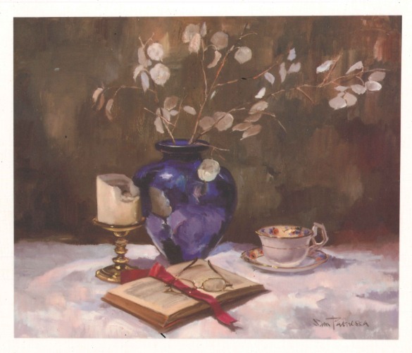 Blue vase with bible